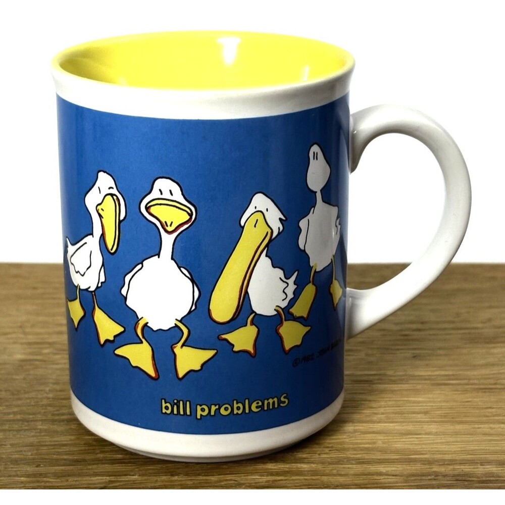 VTG 1985 Duck Tales John Baron Bill Problems Coffee Mug Comics Humor Funny Gag